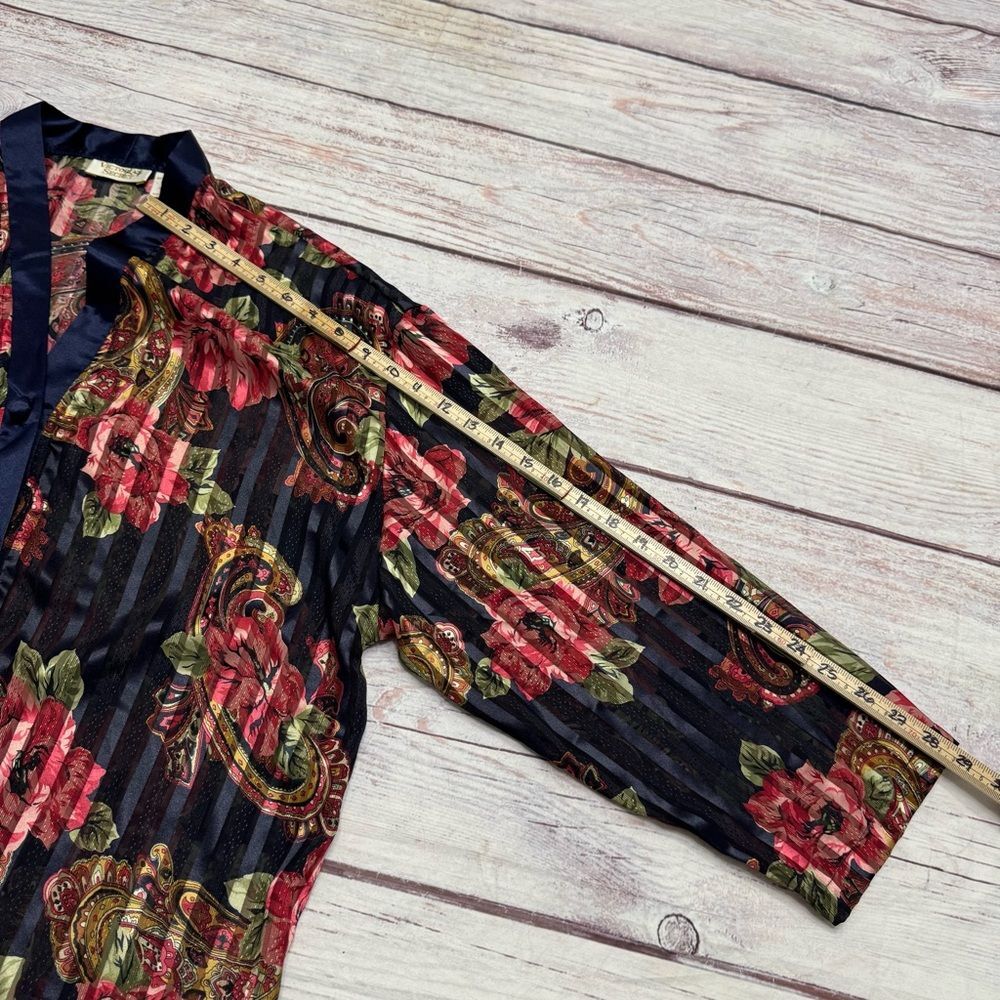 Victoria’s Secret Gold Label Vintage Pajama Set Satin Silky Red Navy Size Large - Picture 11 of 14